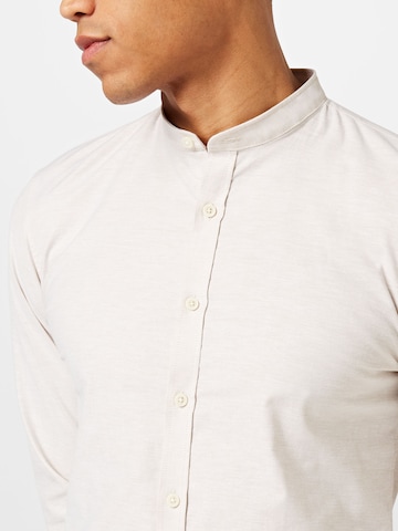 Lindbergh Slim fit Button Up Shirt 'Oxford' in Beige