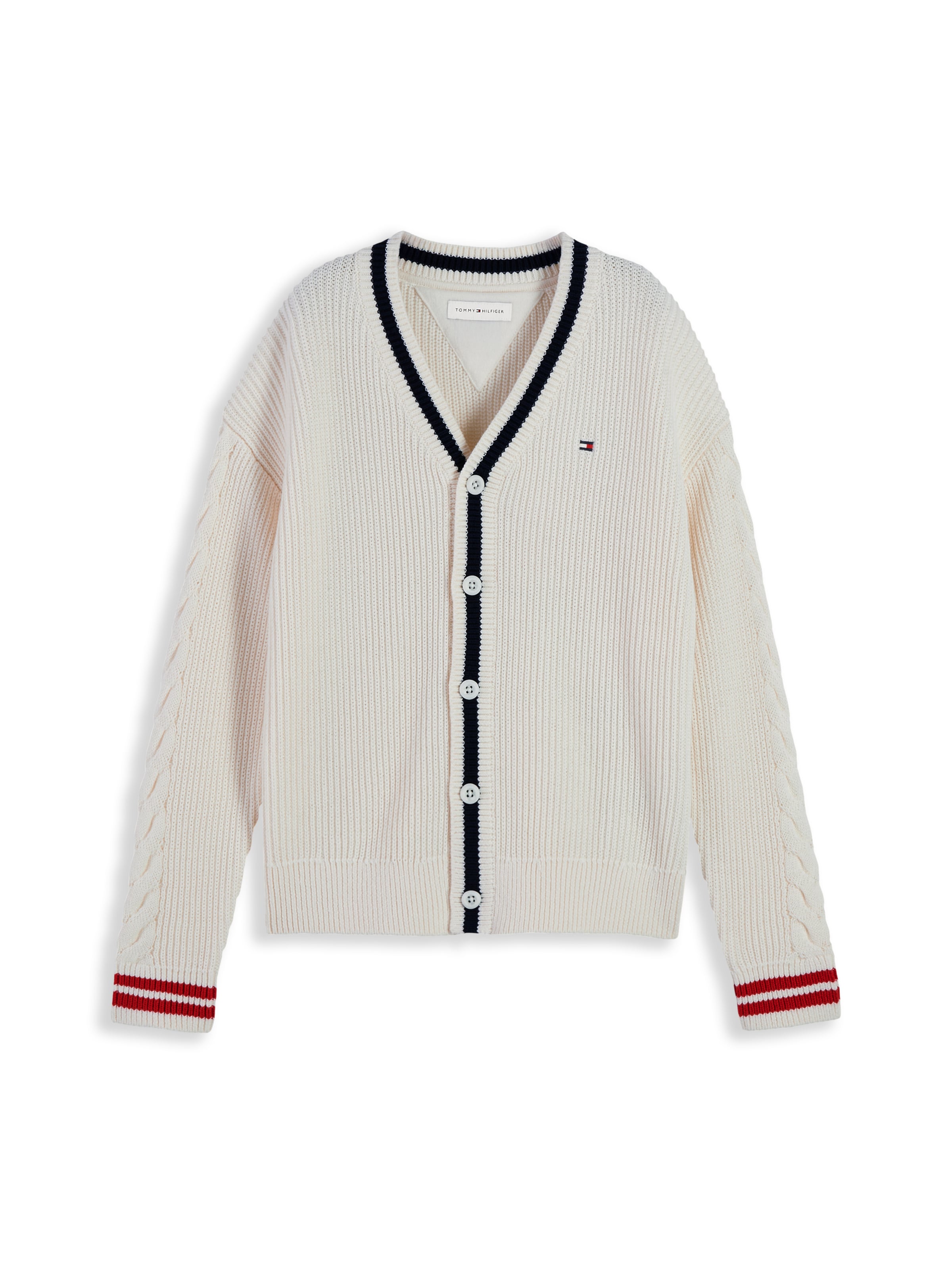 TOMMY HILFIGER Gebreid vest in Beige: voorkant