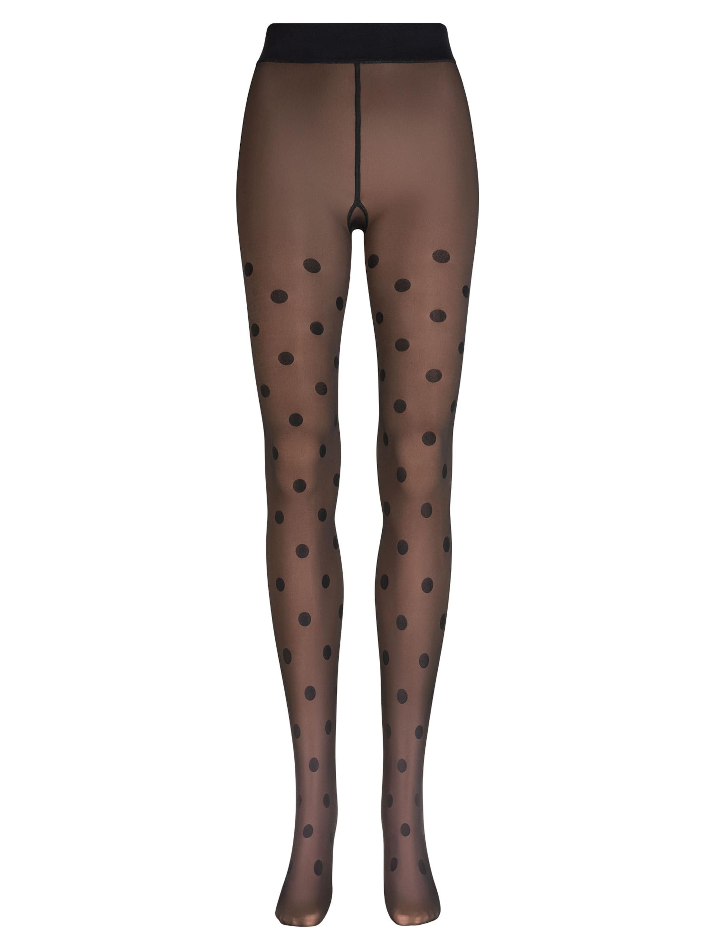 Nur Die Fijne panty ' Warm & Transparent Print ' in Zwart: voorkant