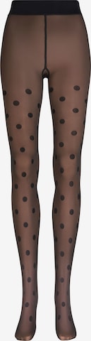 Nur Die Fijne panty ' Warm & Transparent Print ' in Zwart: voorkant