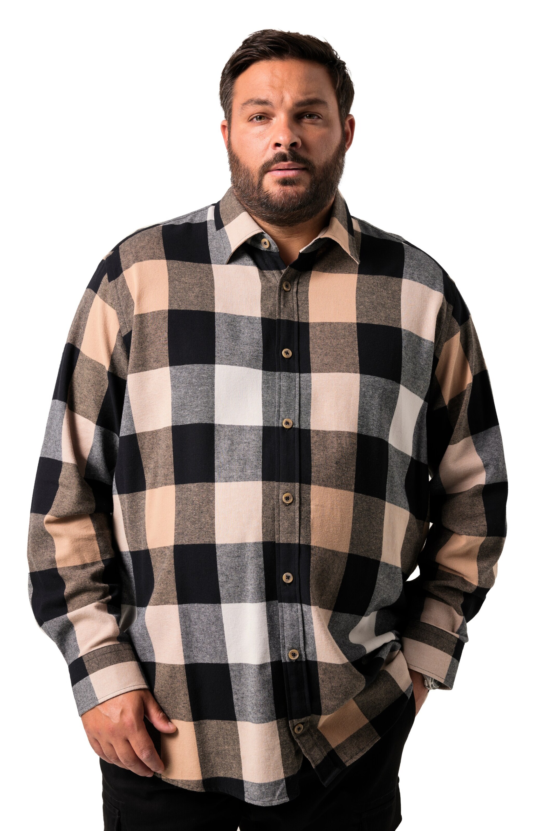 Men Plus Comfort fit Button Up Shirt in Mixed colours: front