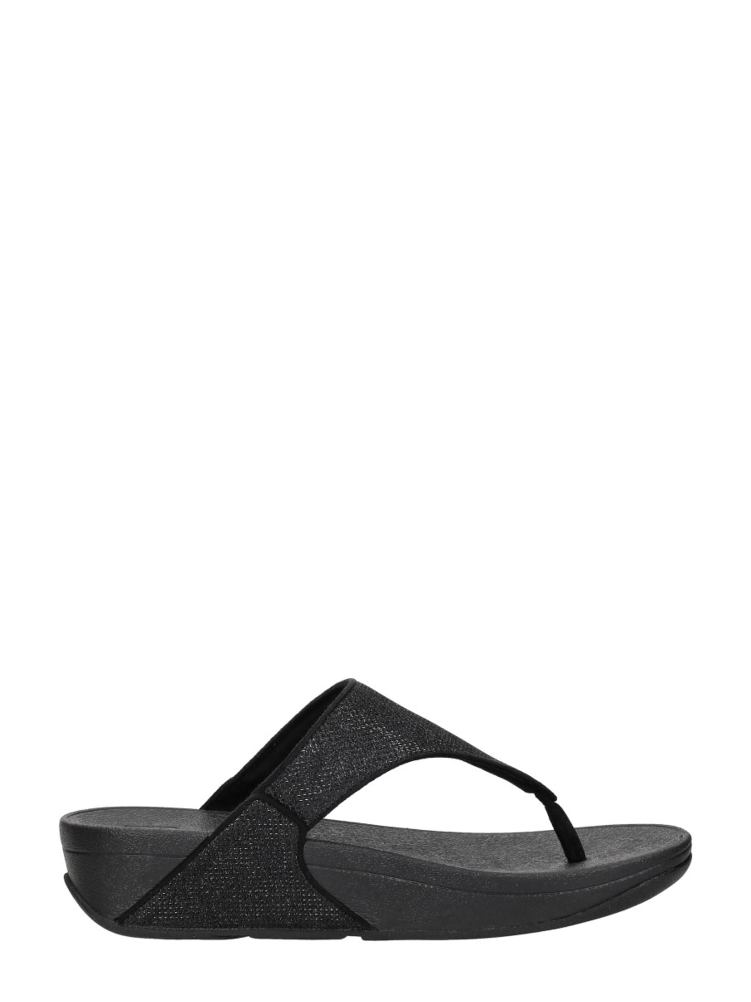 FitFlop Teenslipper 'Lulu Shimmerglitz Toe-Post' in Zwart