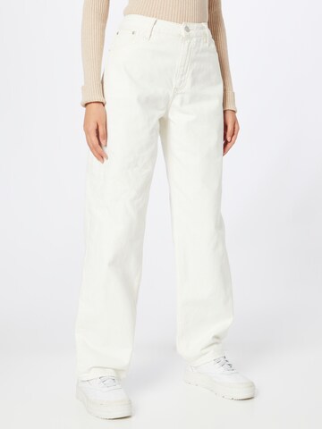 Calvin Klein Jeans Wide leg Jeans in Wit: voorkant