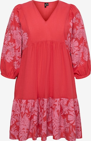 Vero Moda Curve Рокля 'VMTIPPE TROPA' в червено: отпред