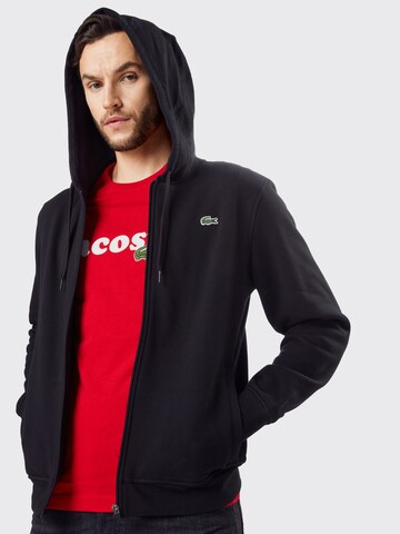 LACOSTE Regular Fit Sweatjacke in Schwarz