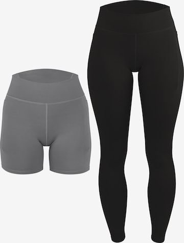 Circle Five Skinny Leggings 'Sport Set 2 pcs (Radlershorts mit Taschen + Leggings mit Taschen)' in Grey: front