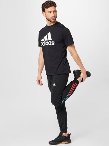 ADIDAS PERFORMANCE Tapered Workout Pants in Black