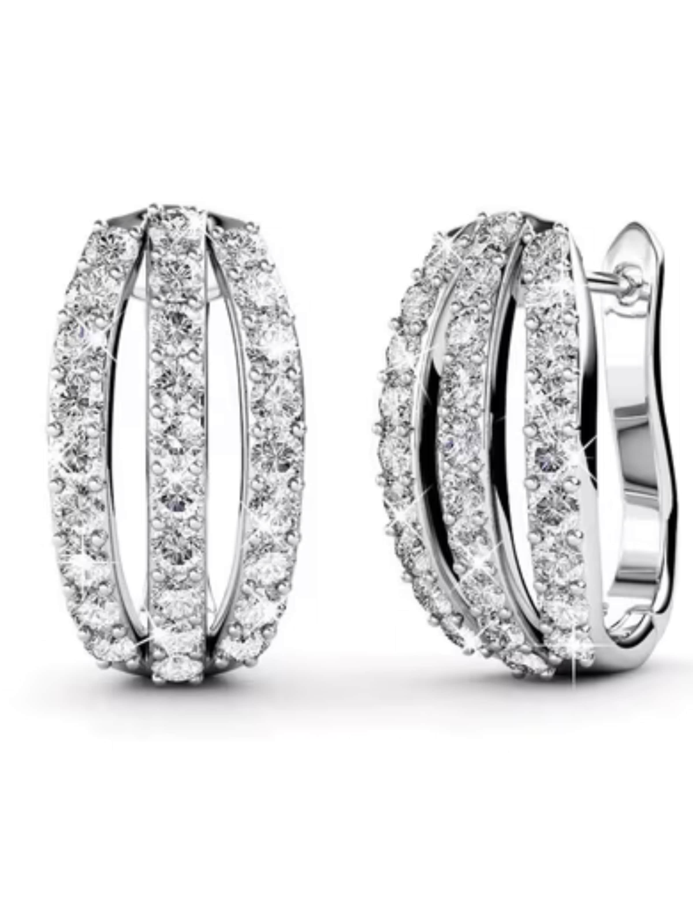 ROUGEMONT Jewellery Earrings 'Funkelnde Kristall Creolen Ohrringe' in Silver: front