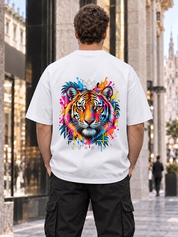 LUNØIR Studio Póló 'Tropical Riot – Wild Crown Tiger' - fehér