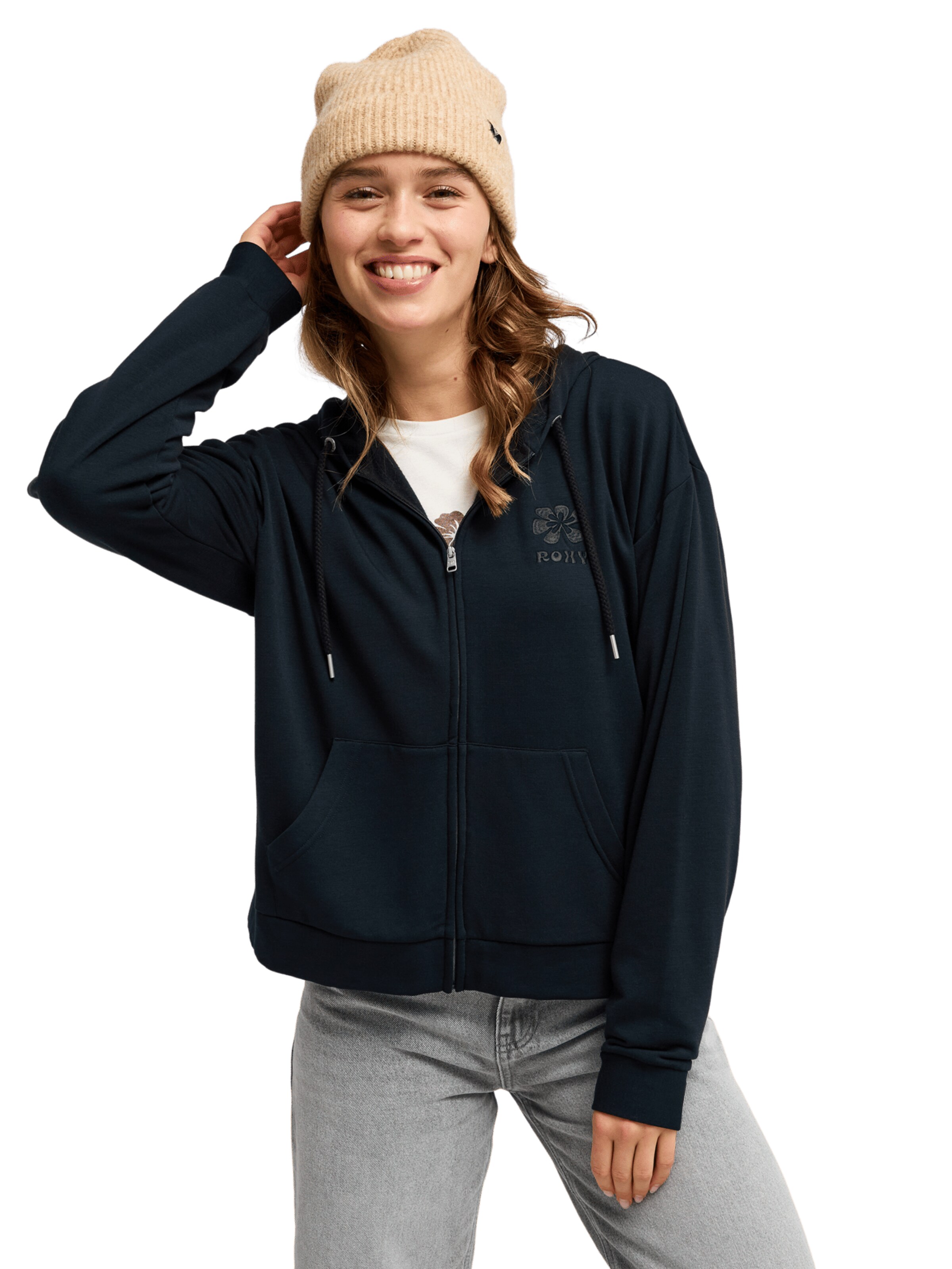 ROXY Sweatjacke 'Surfing By Daylight' in Grau: Vorderseite