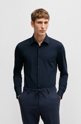 BOSS Slim fit Button Up Shirt 'Hank' in Blue: front