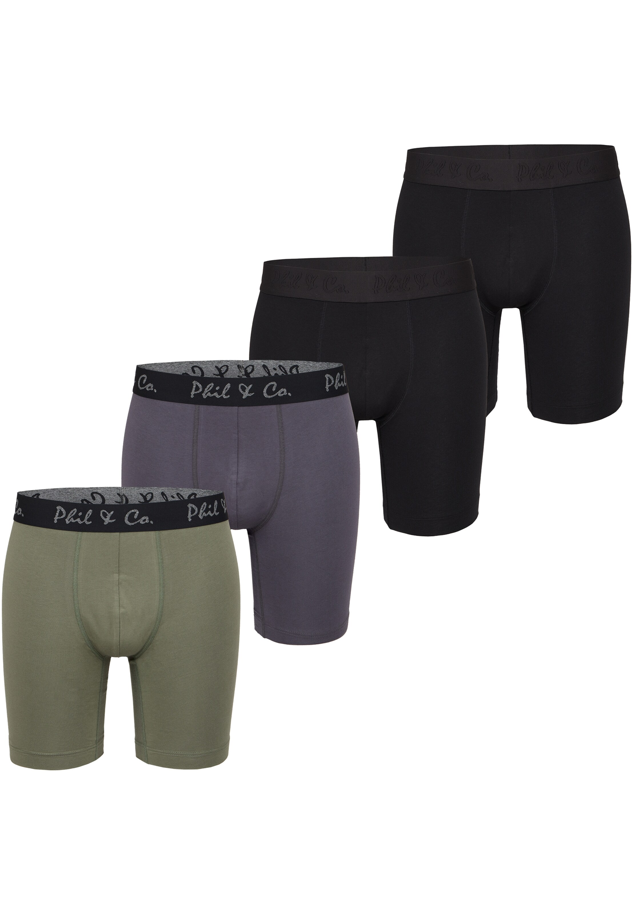 Phil & Co. Berlin Boxershorts ' Long Boxer ' in Grijs: voorkant