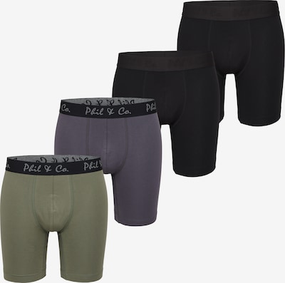 Phil & Co. Berlin Boxer shorts ' Long Boxer ' in Dark grey / Dark green / Black, Item view