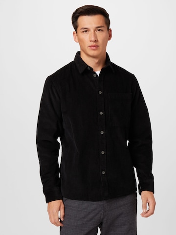 !Solid Regular fit Button Up Shirt 'Dahy' in Black: front