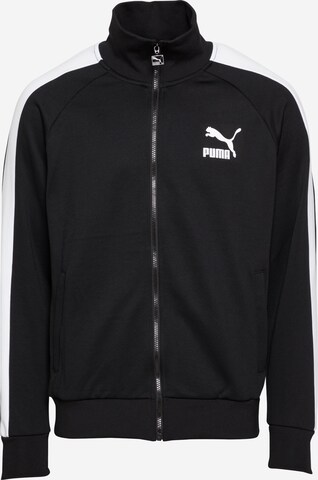 PUMA Zip-Up Hoodie 'Iconic T7' in Black: front