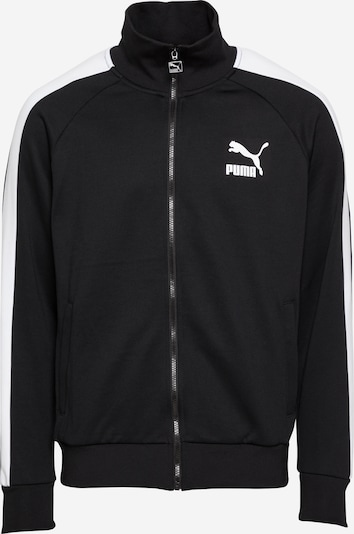 PUMA Sportsweatjacke 'Iconic T7' in schwarz / weiß, Produktansicht