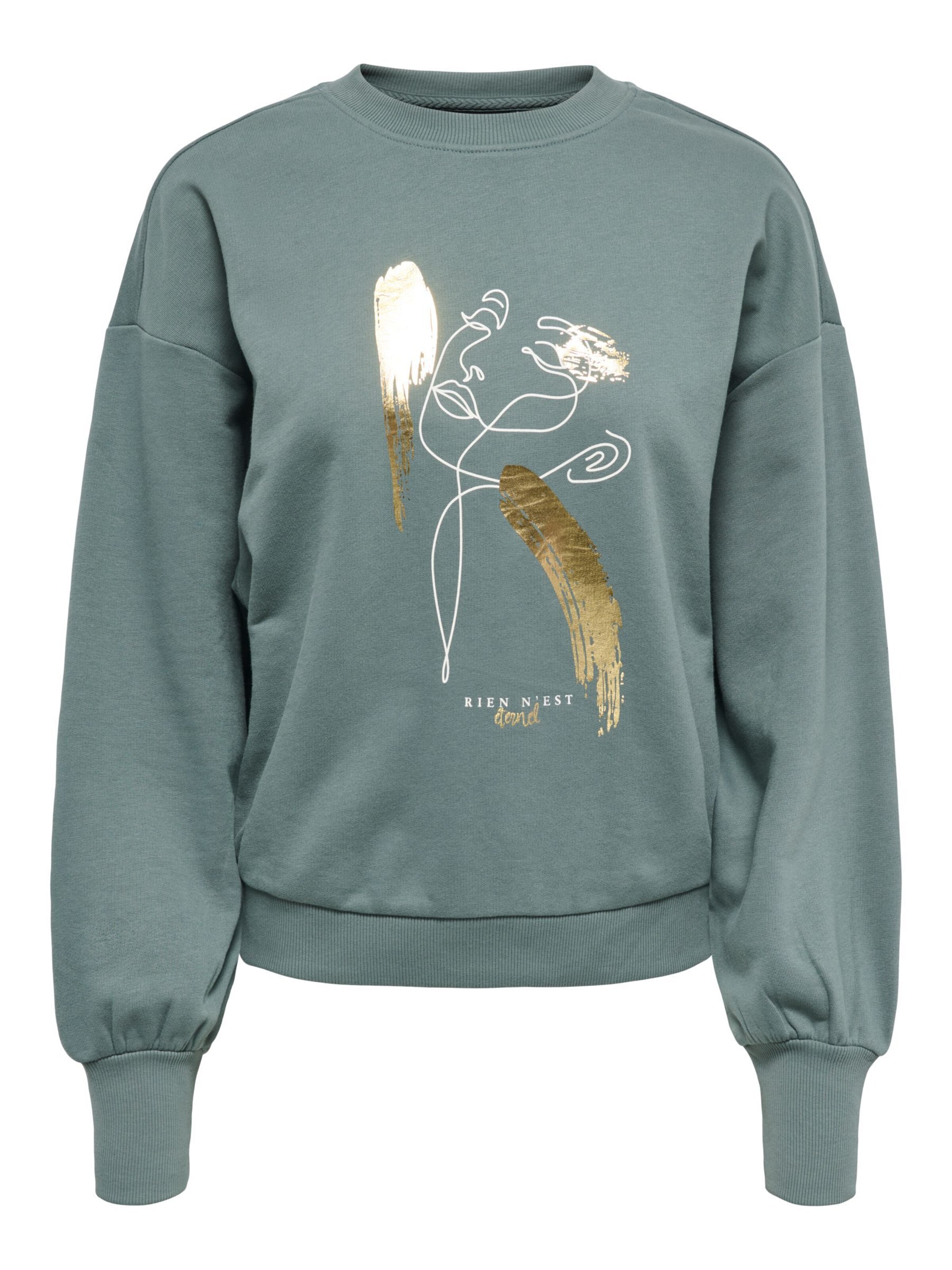 ONLY Sweatshirt 'ONLBrooky' in XS in Gold / Jade / White, Item view