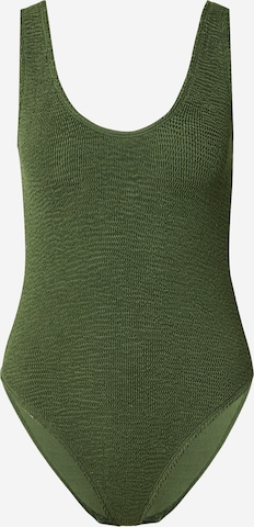 RÆRE by Lorena Rae T-shirt Baddräkt 'Line' i grön: framsida