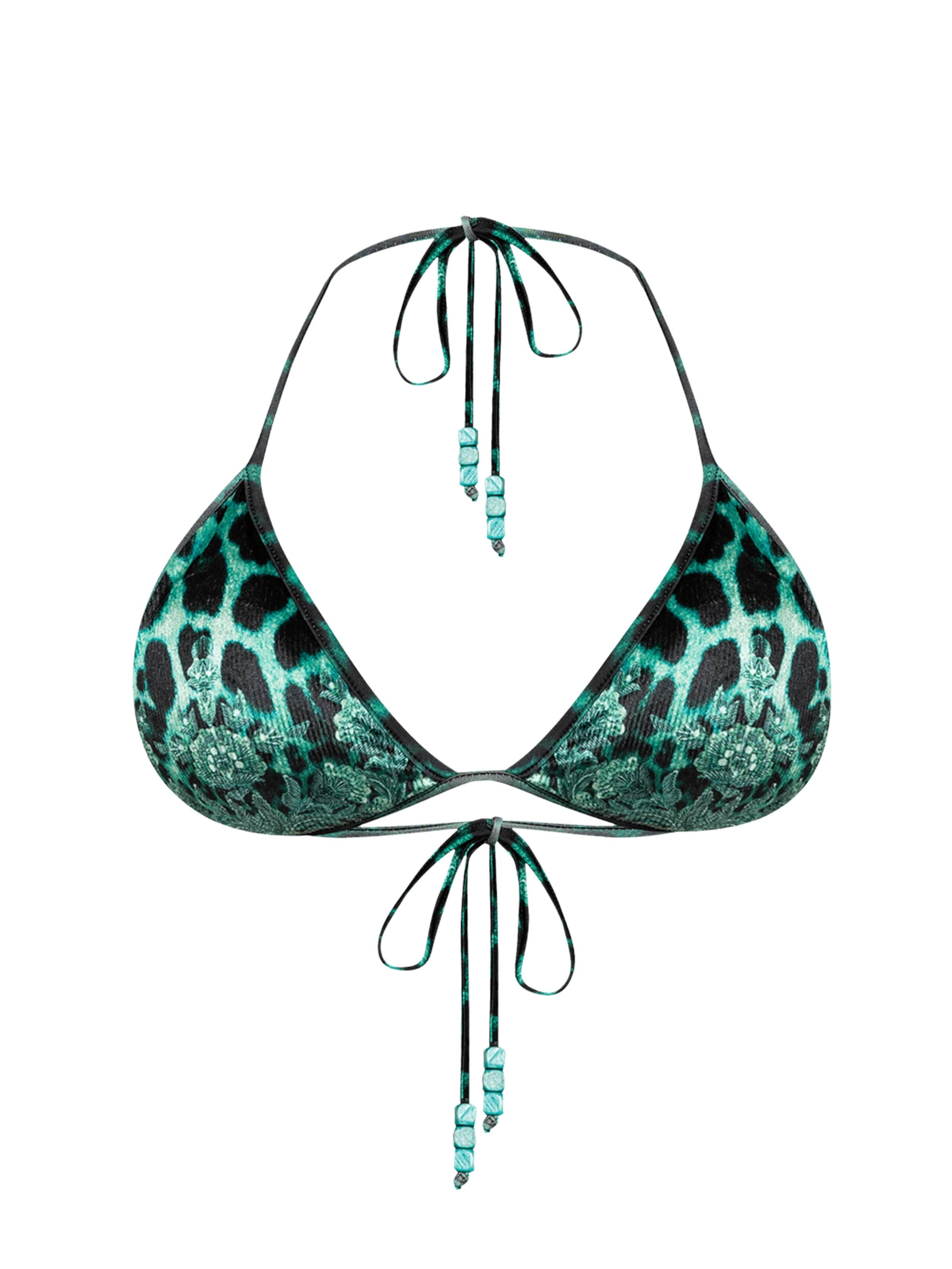 JIORO Triangel Bikinitop 'LEO'‌‌ in Grün: Vorderseite