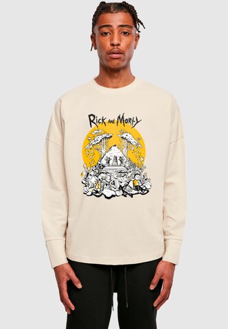 Merchcode Shirt 'Rick And Morty - Rest And Ricklaxation' in Beige: Vorderseite
