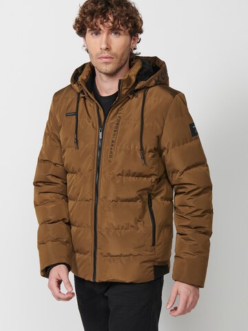 KOROSHI Winter Jacket in Brown: front