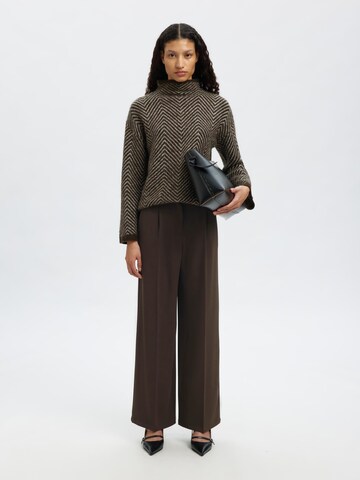 Wide Leg Pantalon 'TINNI' SELECTED en marron