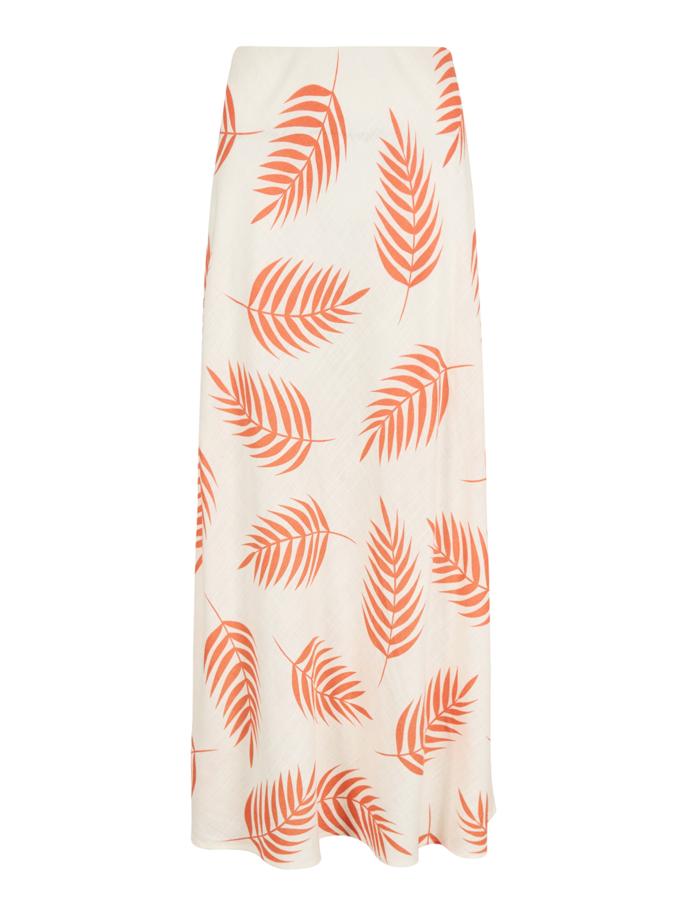 Apricot Tropical Leaf Bias Maxi Skirt ' ' in Beige: Vorderseite