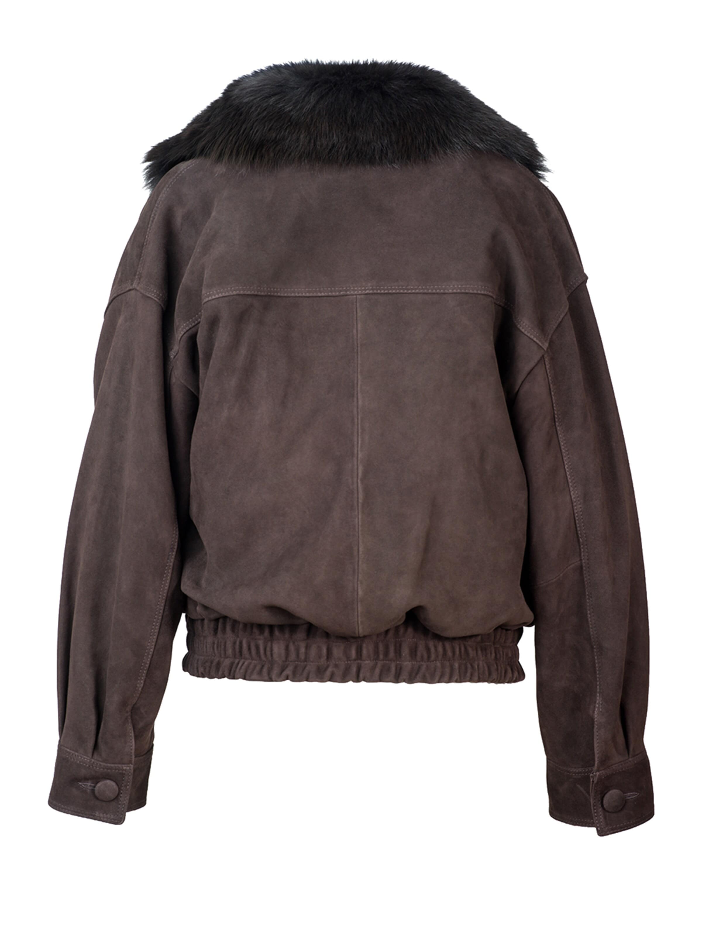 Veste d’hiver 'Suede Leather Bomber Jacket with Detachable Shawl Collar 1069' A&A Vesa en marron