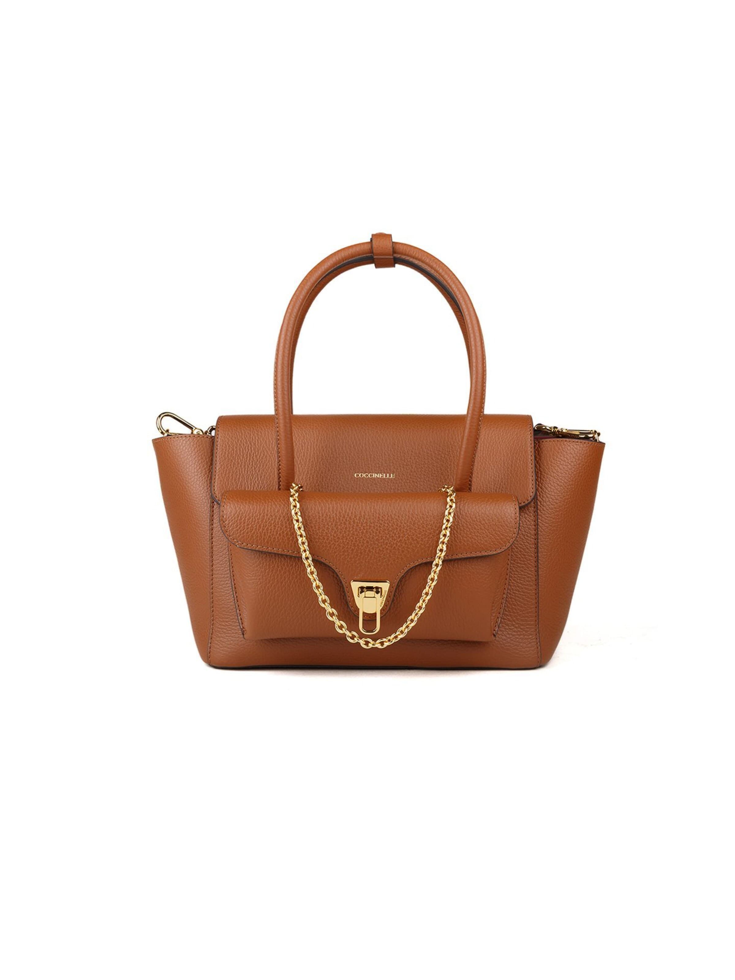 Coccinelle Handtasche 'Coccinelle Double Beat Handbag Grained Leather'‌‌‌‌ in Braun: Vorderseite