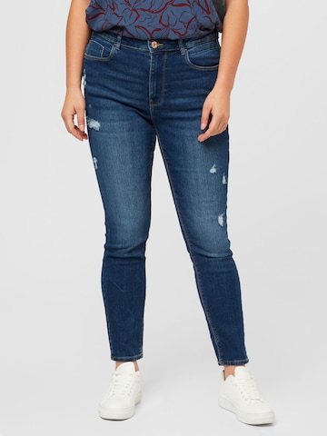 Skinny Jean 'DAISY' ONLY Curve en bleu : devant