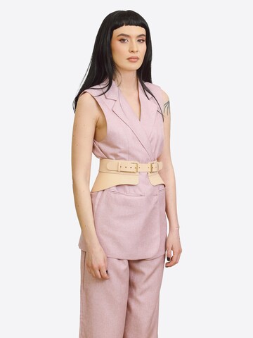 Haute Cuir - Cinturón 'Crescent Peplum Belt' en beige
