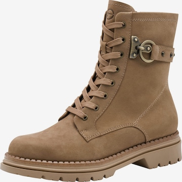 Tamaris Lace-Up Ankle Boots in Brown: front