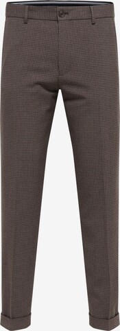 SELECTED HOMME Trousers with creases 'Stockholm' in Brown: front