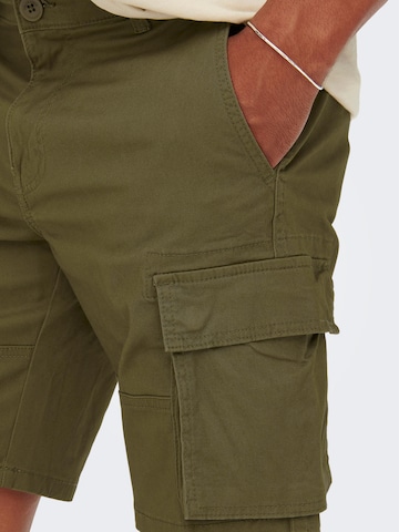 Only & Sons Regular Cargo Pants 'Cam Stage' in Green