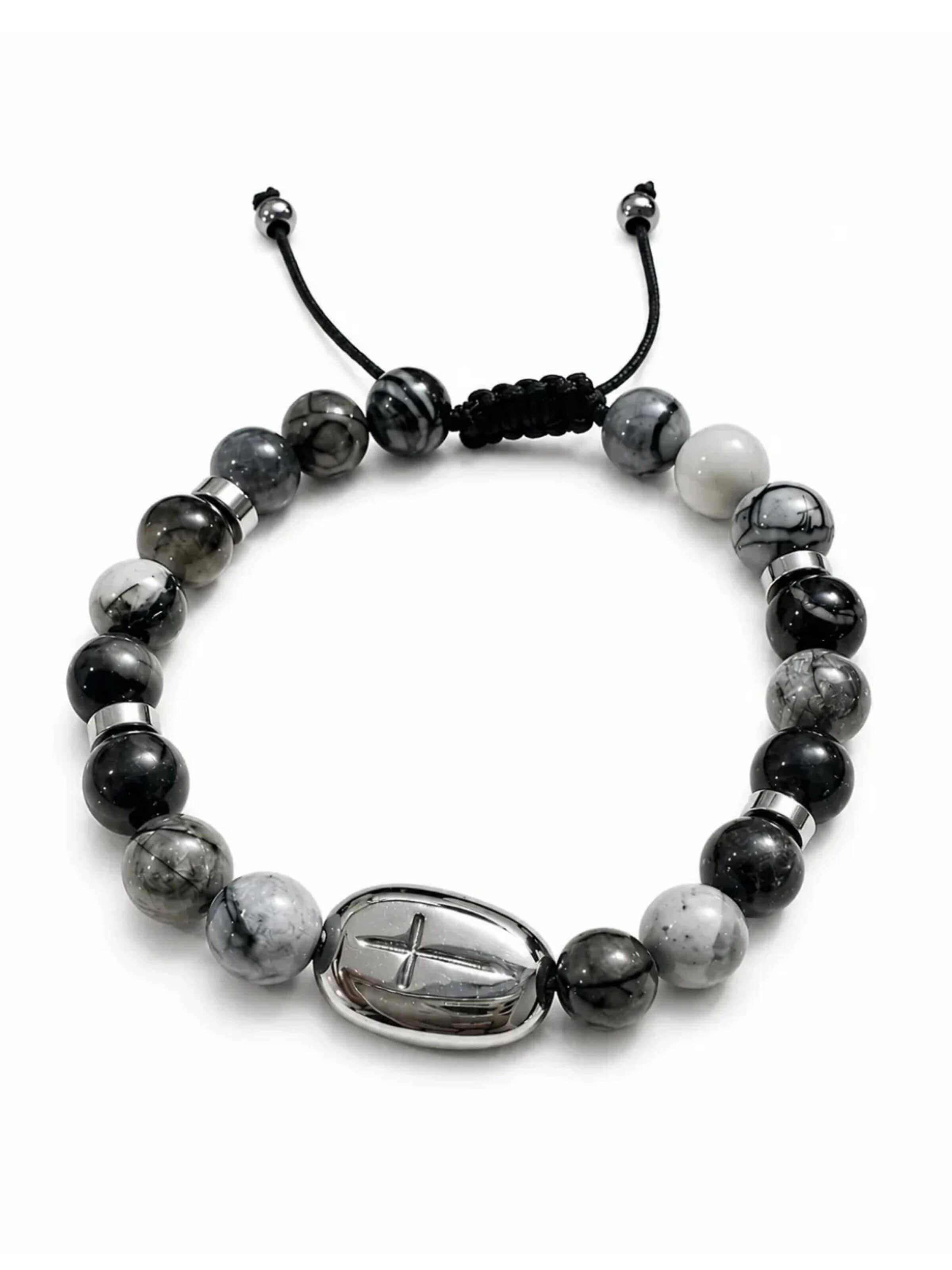 THE GEM STORIES JEWELRY - Pulsera 'Eternal Faith Bracelet' en negro: frente