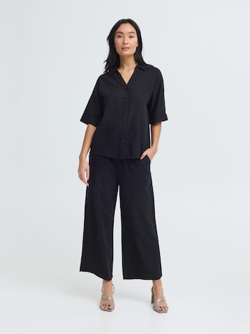 Oxmo Loose fit Trousers ' OXNInna Linen Mix ' in Black