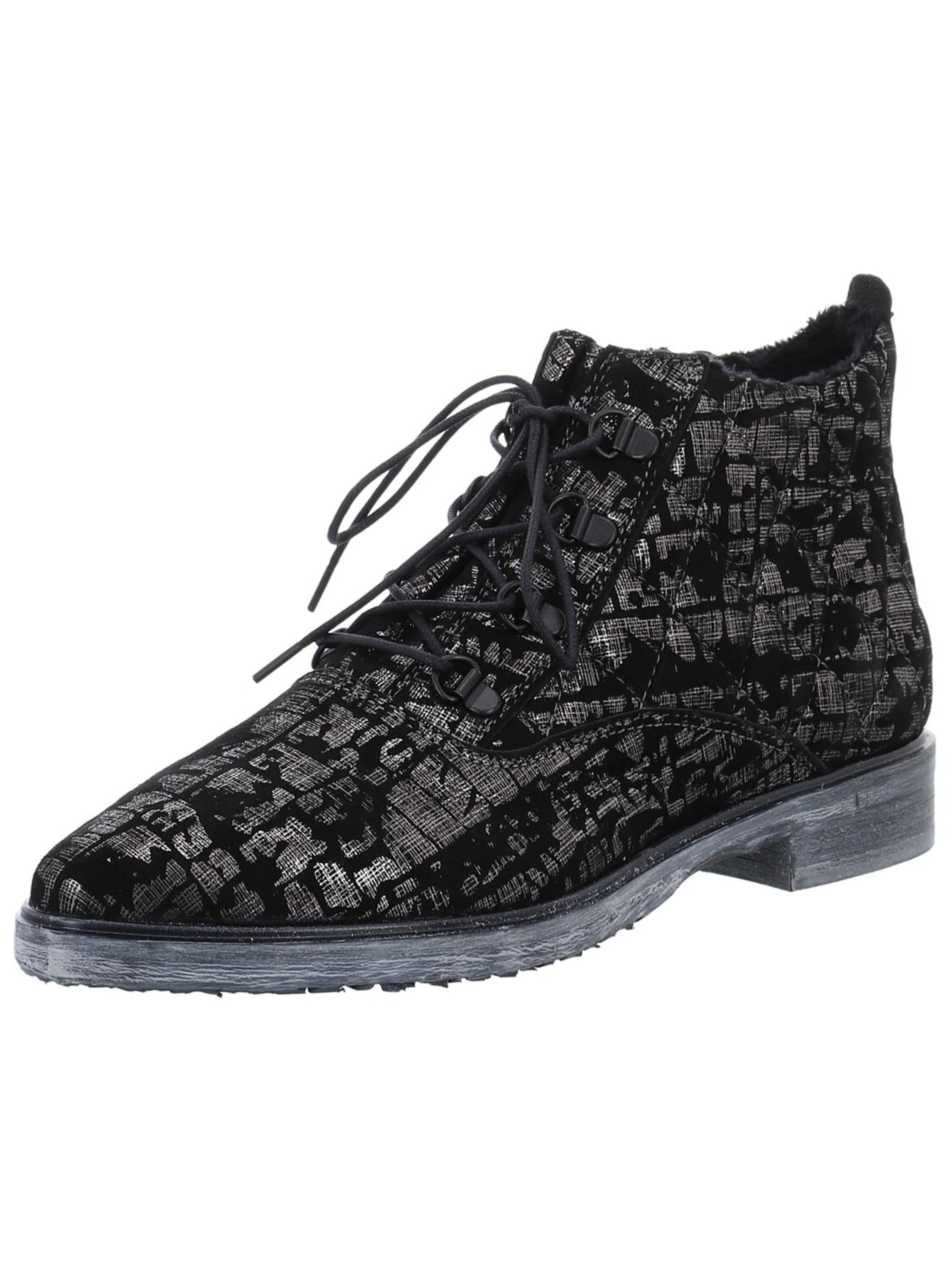 Simen Lace-Up Boots 'Damen Stiefelette 7148A SCHWARZ-SILBER Echt Leder in schwarz' in Black: front
