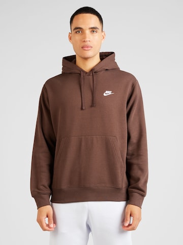 Nike Sportswear - Regular Fit Sweatshirt 'Club Fleece' em castanho: frente