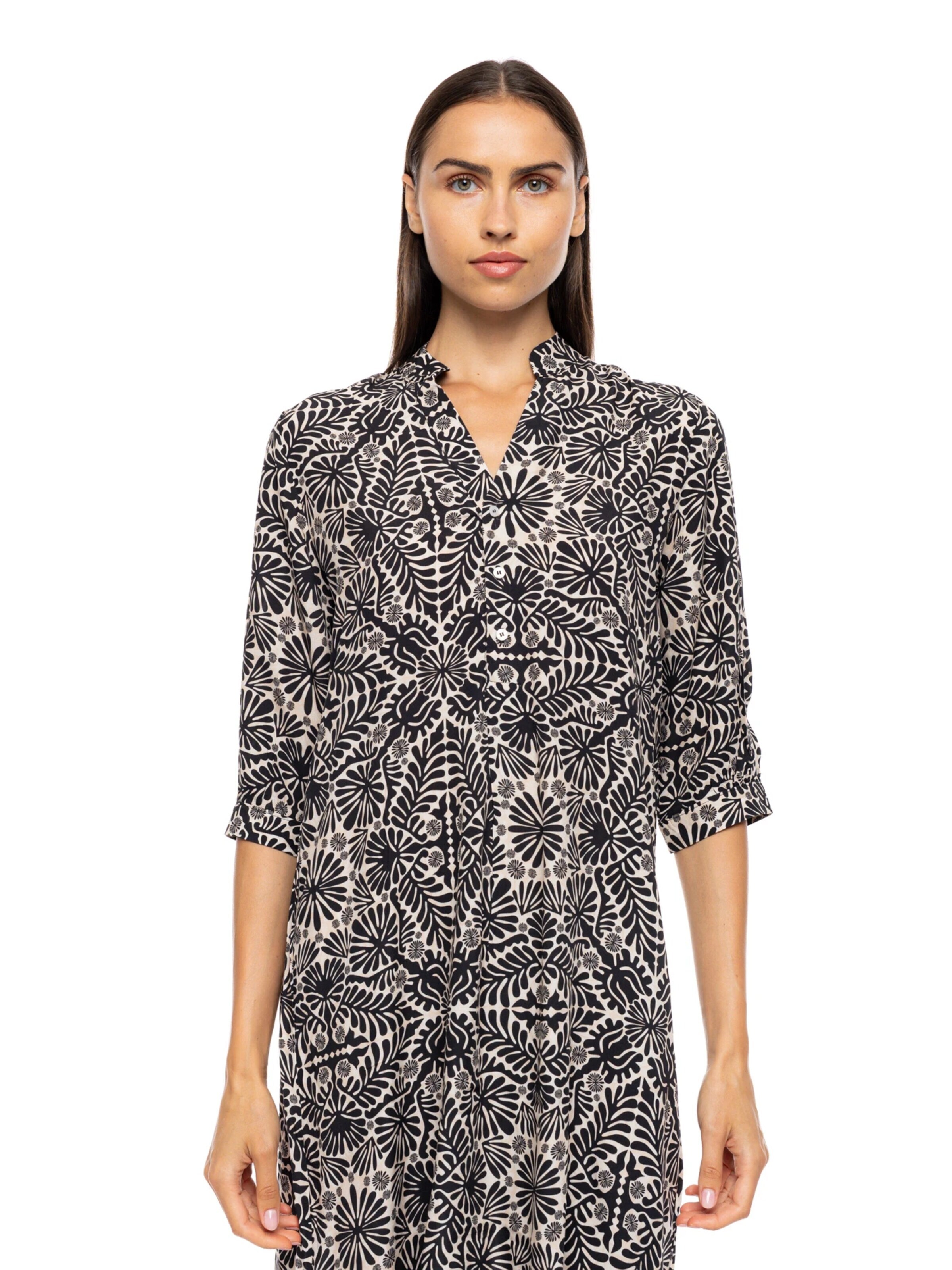 Pink Label - Vestido de verano 'BEACHWEAR SAND TROPICAL CAMEO' en negro