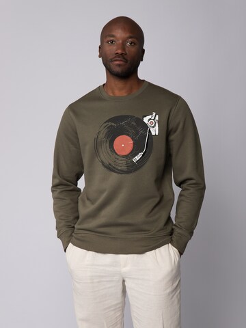 Watapparel Sweatshirt 'Schallplatte' in Groen: voorkant