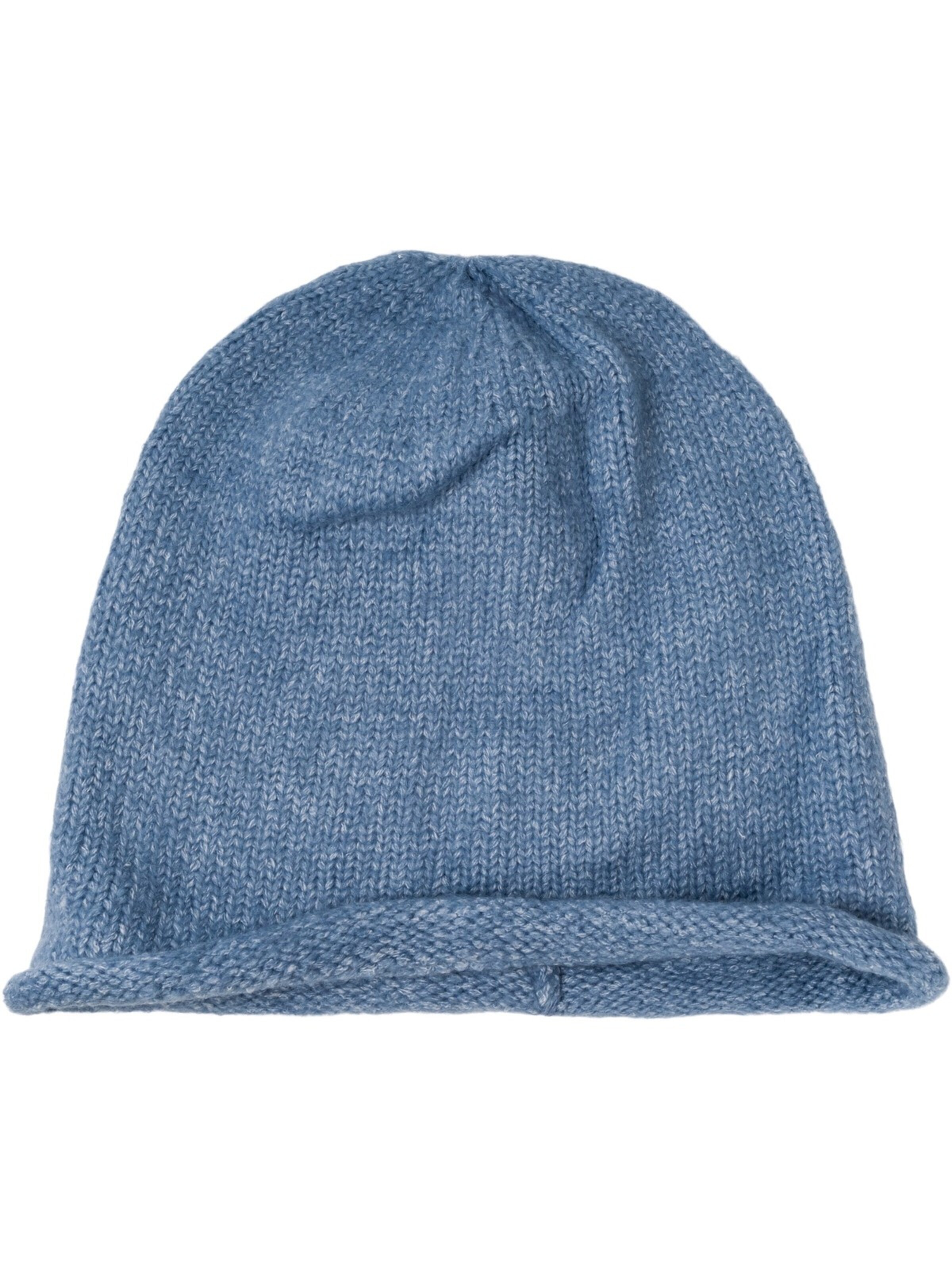 styleBREAKER Mütze 'Oversize Strickbeanie mit Rollrand'‌‌ in Blau: Vorderseite