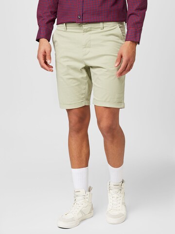 KnowledgeCotton Apparel Regular Chino Pants 'CHUCK' in Green: front