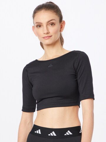 ADIDAS SPORTSWEAR Performance Shirt 'Aeroready Studio Open-Back' in Black: front