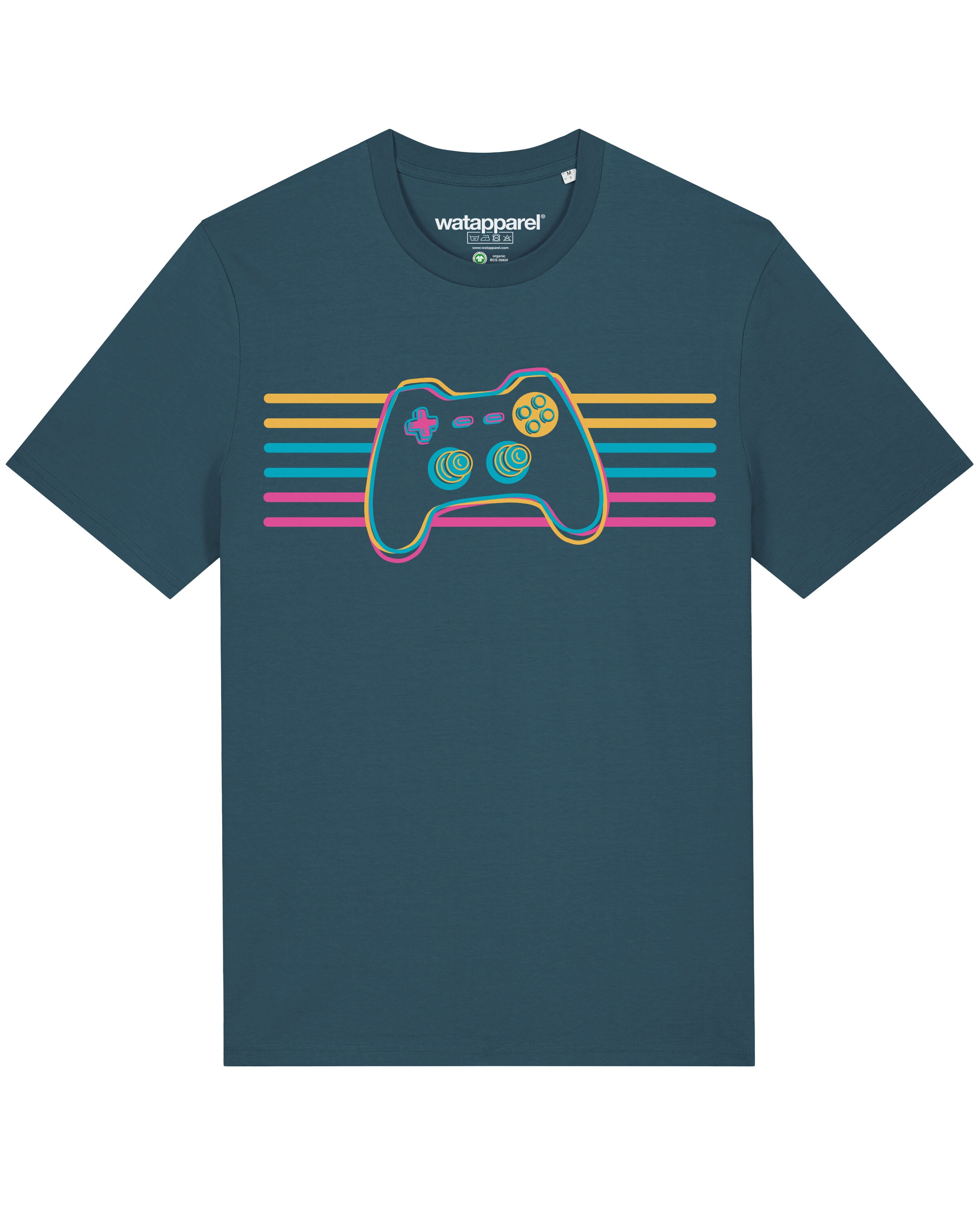 Watapparel Shirt ' Retro Joystick ' in Blauw: voorkant