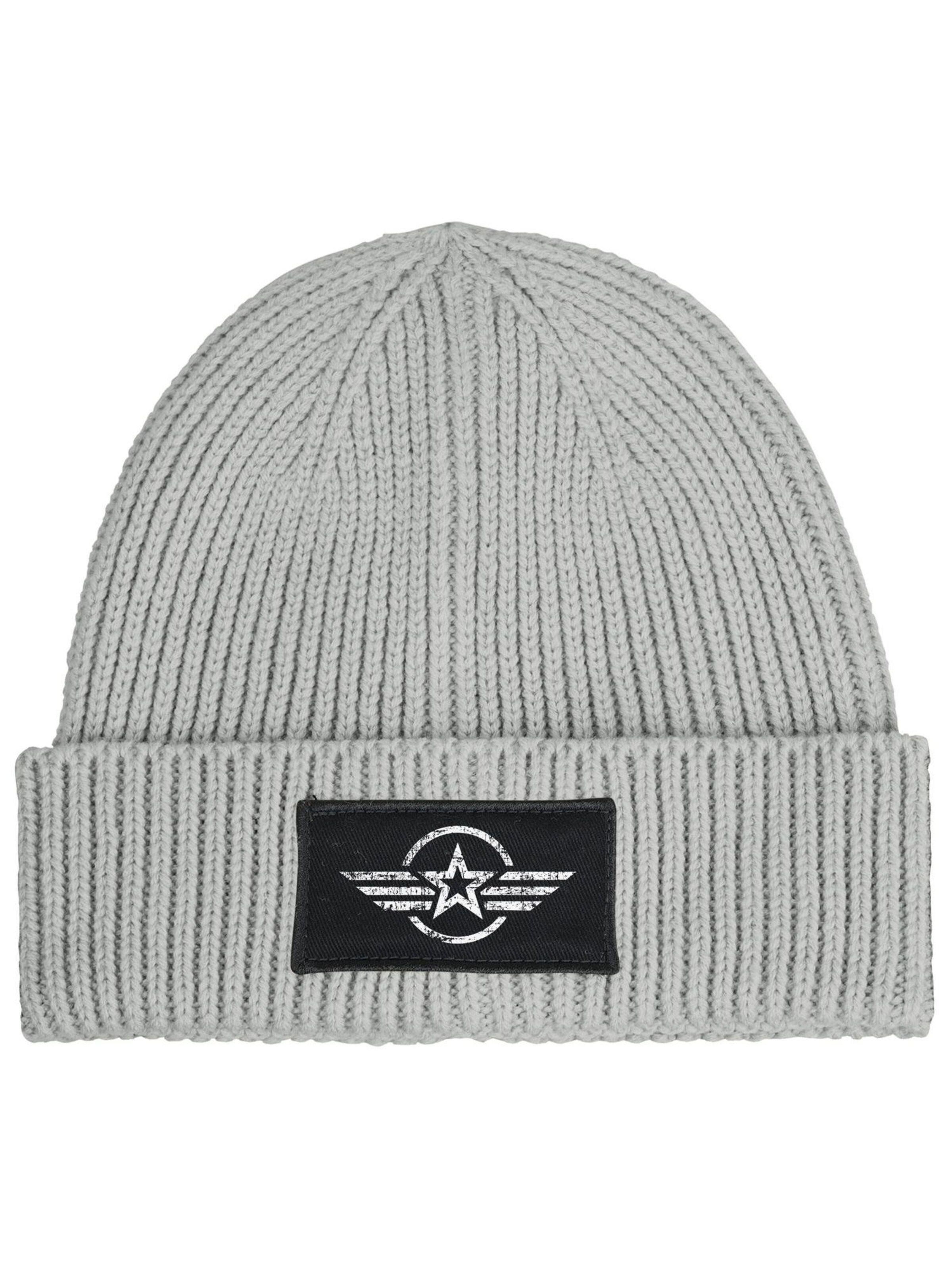 Neverless Beanie 'Airforce Wings' in Grey: front