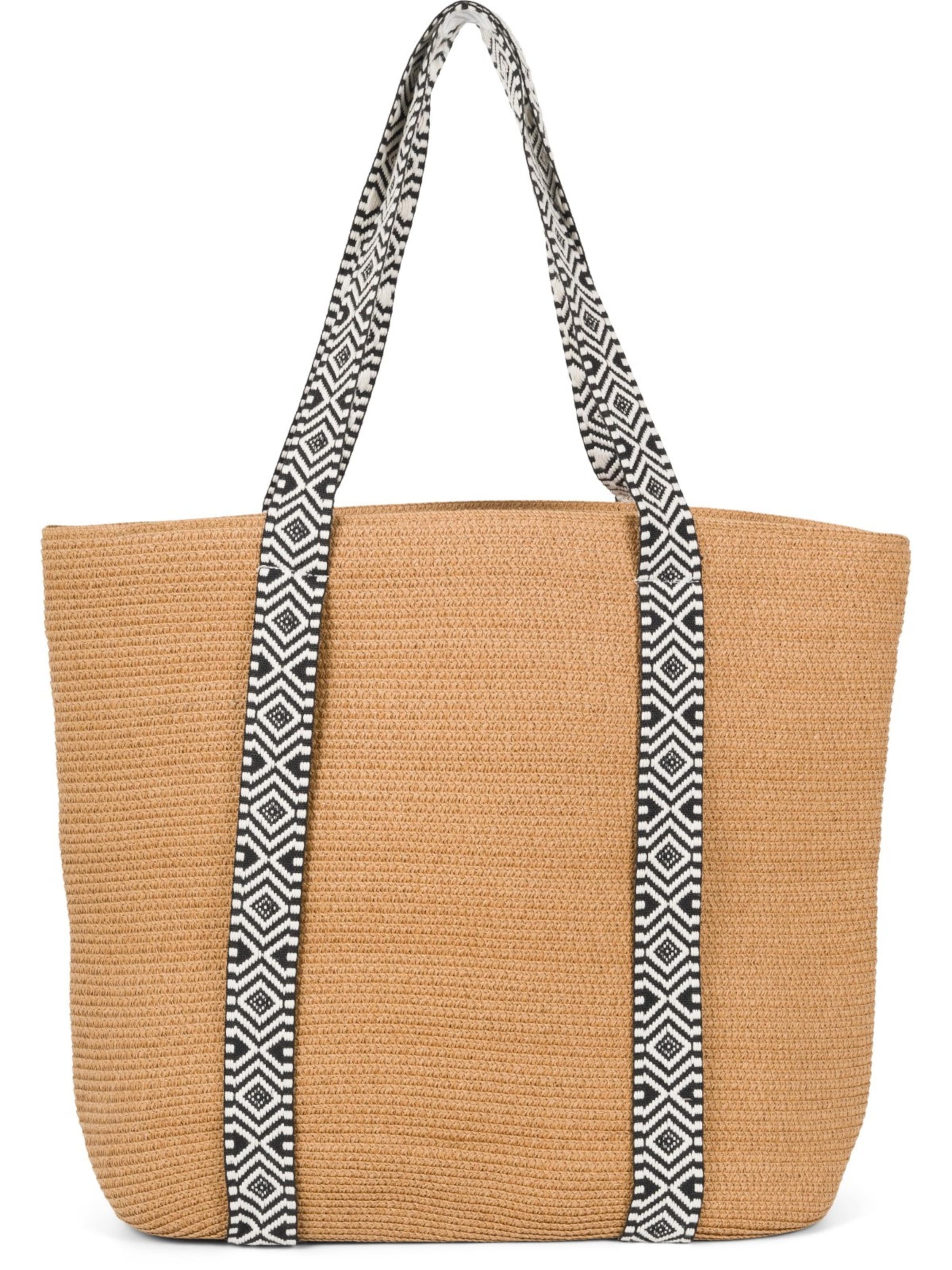 styleBREAKER Beach bag 'Papierstroh Strandtasche Azteken Muster' in Brown, Item view