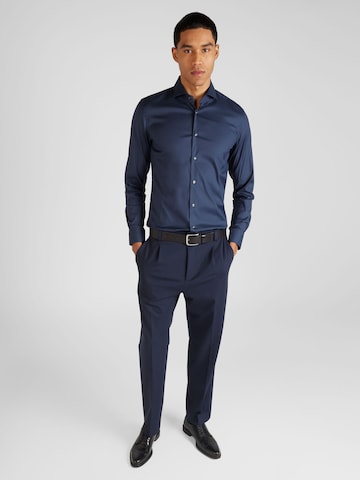 BOSS Black Slim fit Zakelijk overhemd 'P-HANK' in Blauw