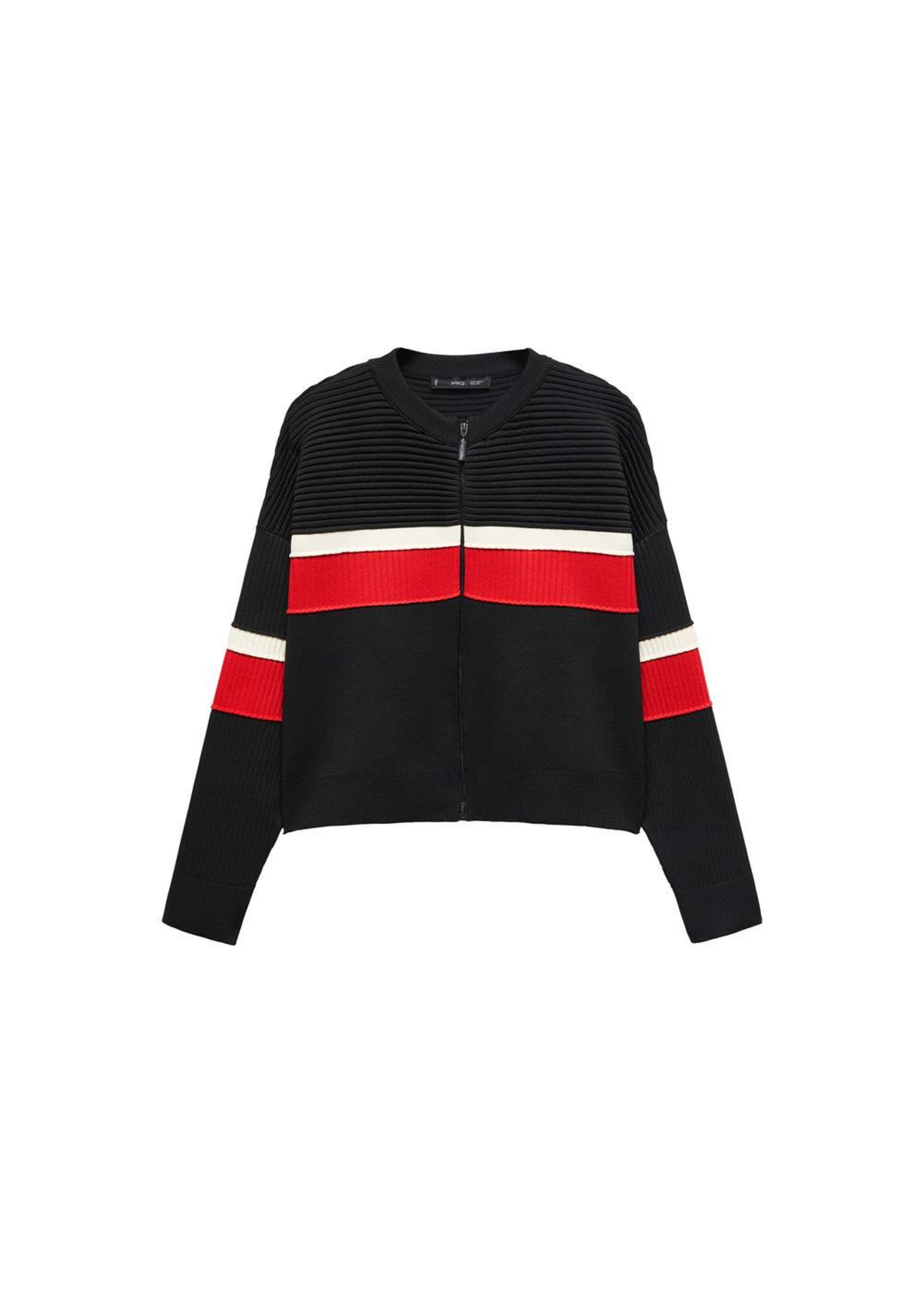 MANGO Cardigan 'Bizcoxit' en rouge / noir / blanc, Vue avec produit