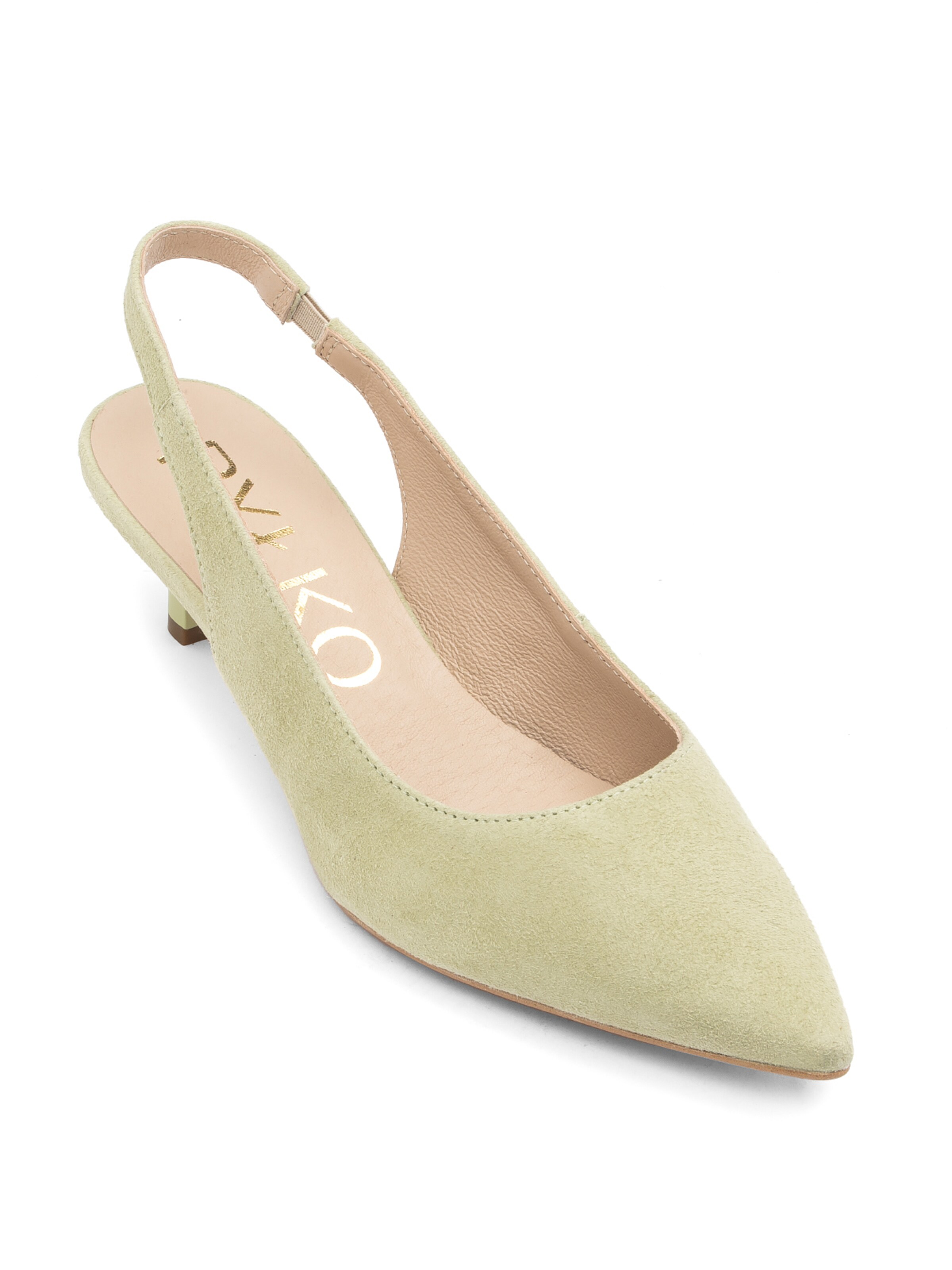 RYŁKO Czółenka z wyciętą piętą w kolorze zielony