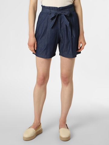 Marie Lund Regular Pleat-Front Pants in Blue: front